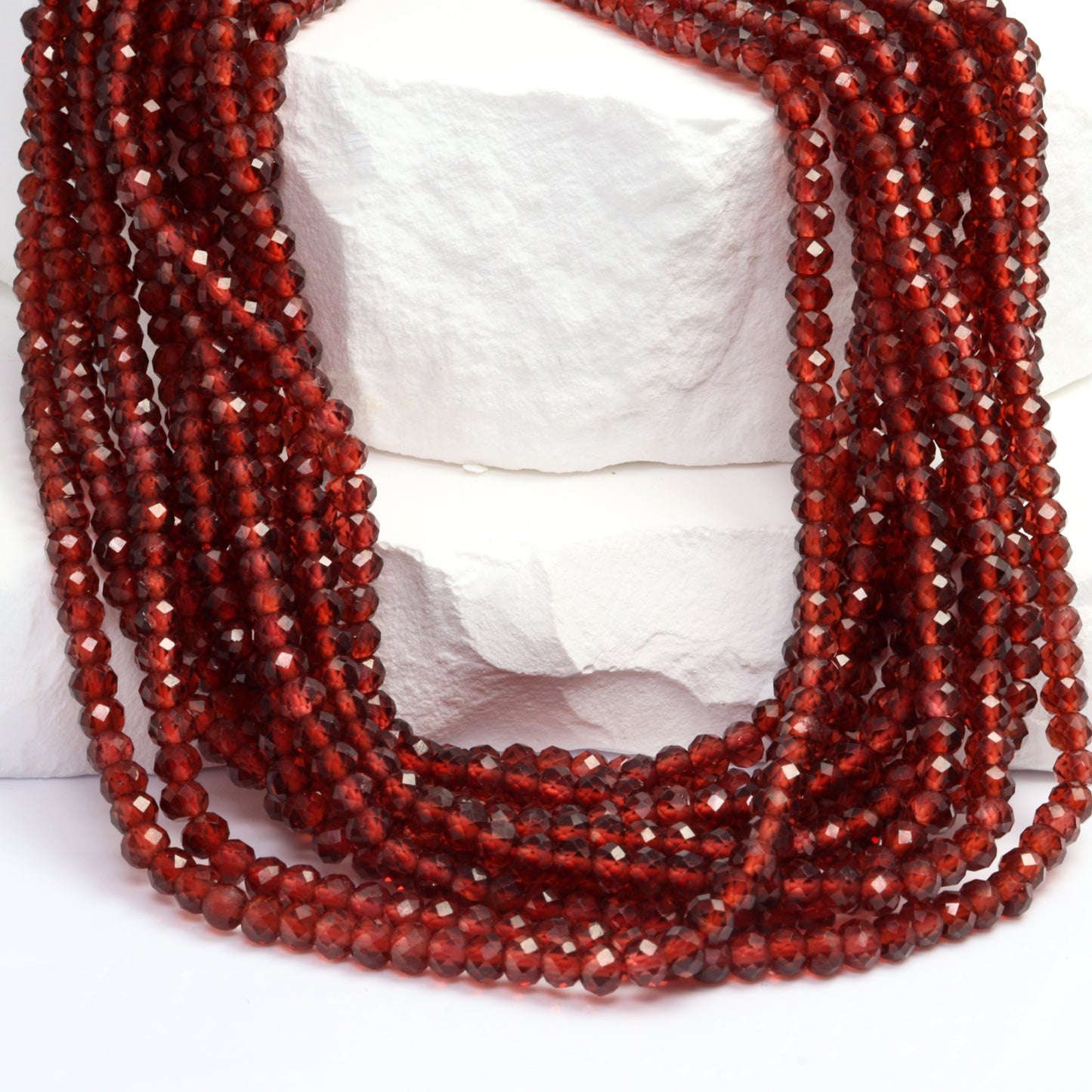 Red Garnet 3mm Faceted Rondelles Bead Strand