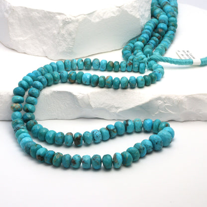 Natural Blue and Black Turquoise 6mm Faceted Rondelles
