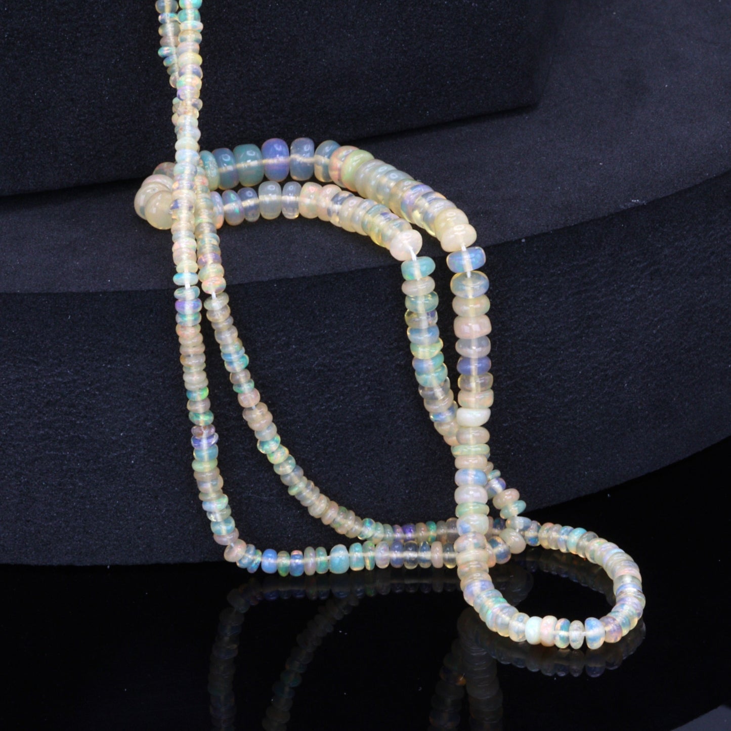 Yellow Ethiopian Opal 3mm - 4mm Smooth Rondelles Bead Strand