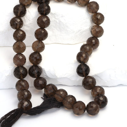 Brown Smoky Quartz 8mm Faceted Rounds Bead Strand