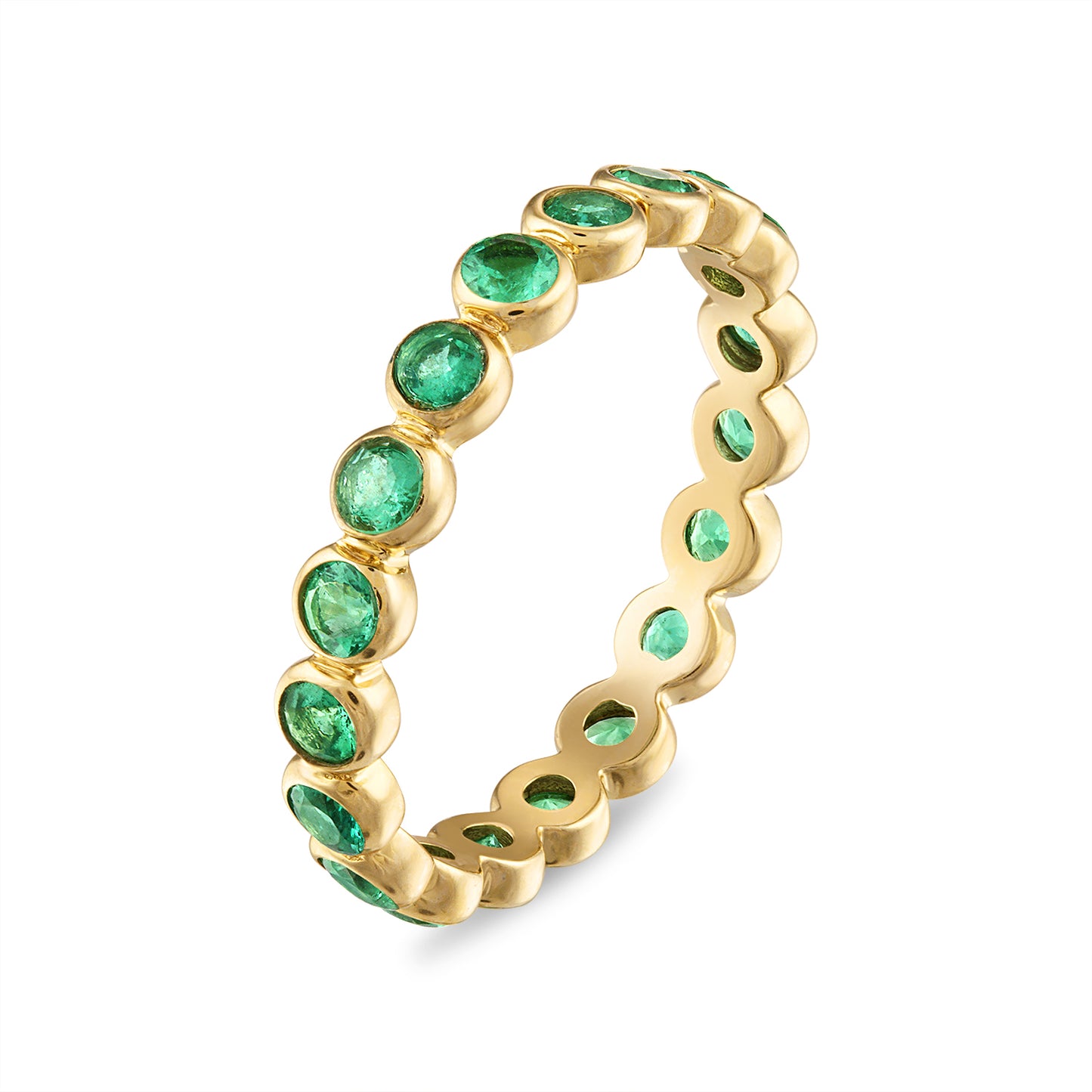 Bezel Set Emerald Eternity Band
