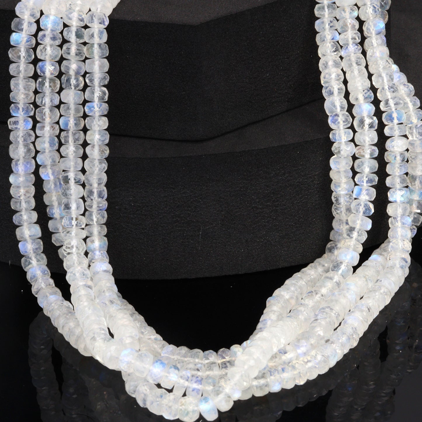 Blue Rainbow Moonstone 5mm Faceted Rondelles Bead Strand