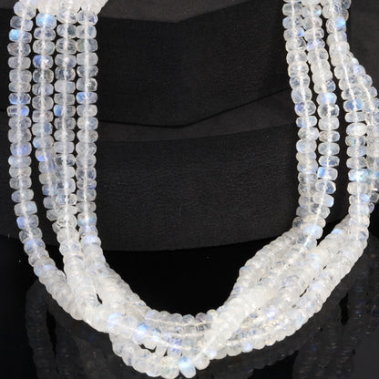 Blue Rainbow Moonstone 5mm Faceted Rondelles Bead Strand
