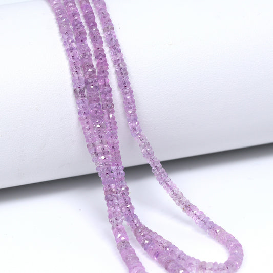 Purple Sapphire 2mm – 4.5mm Hand Faceted Rondelles Bead Strand