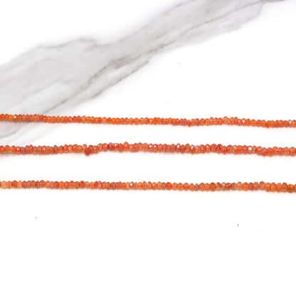 Coated Orange Carnelian 2.5mm Faceted Rondelles