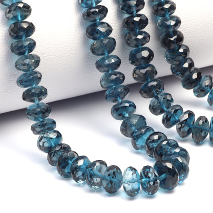 London Blue Topaz 5mm - 7mm Faceted Rondelles Bead Strand