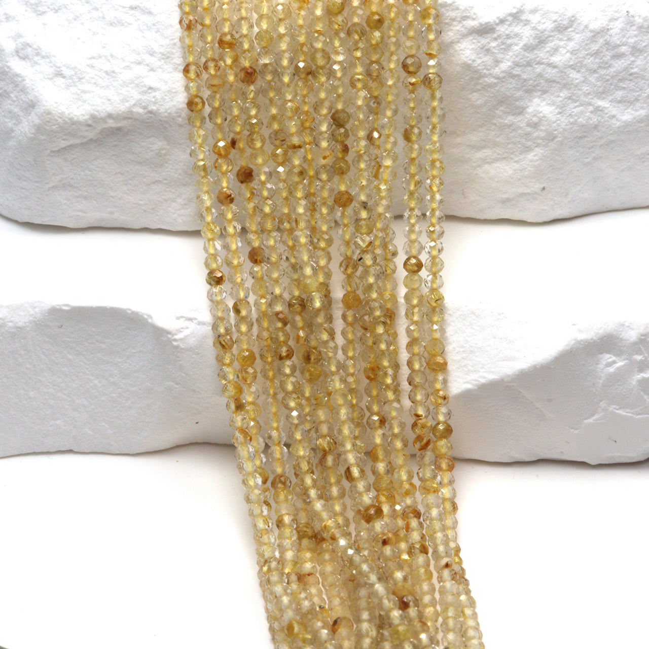 Golden Rutilated Quartz 2mm Faceted Rounds