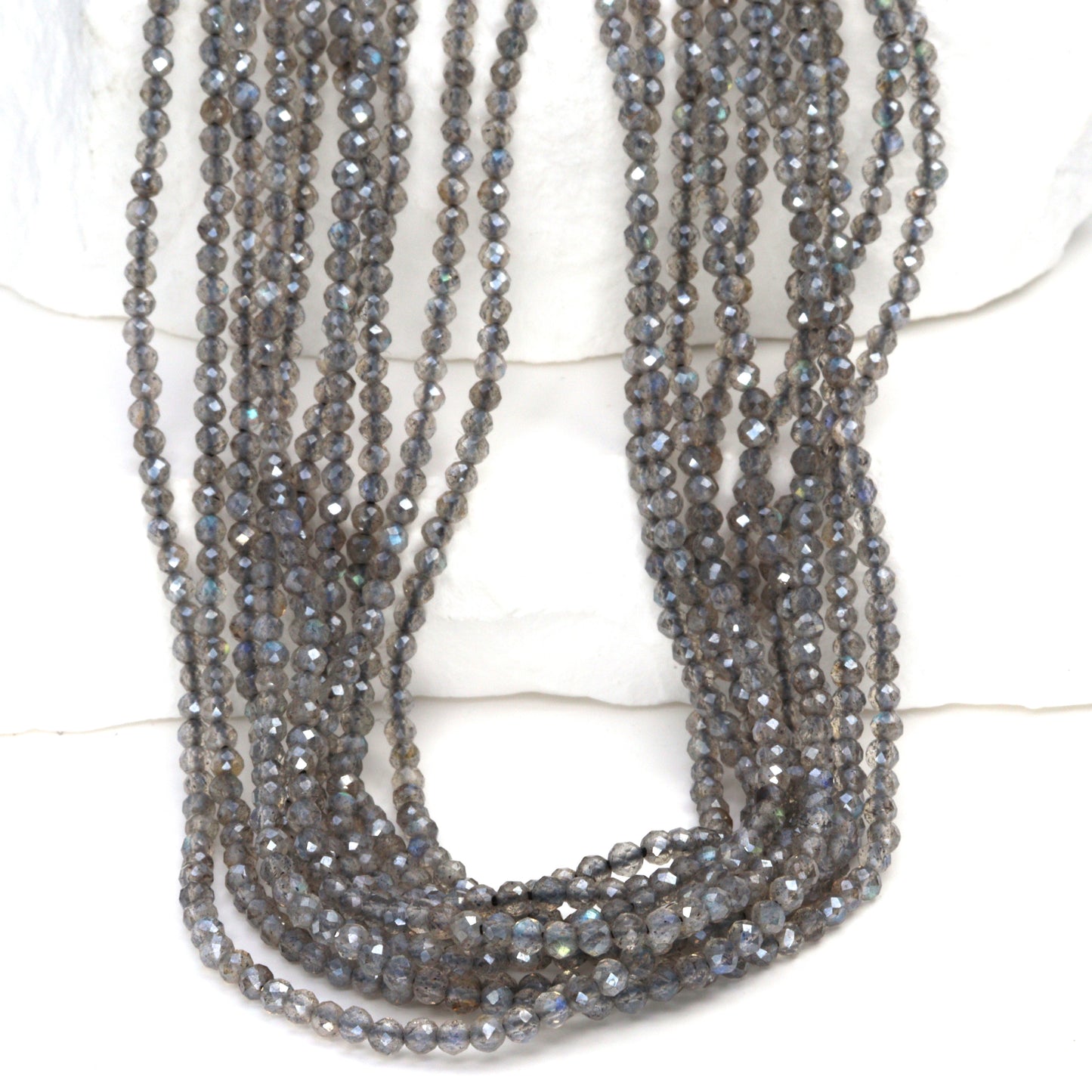 Coated Labradorite 2mm Faceted Rounds Bead Strand