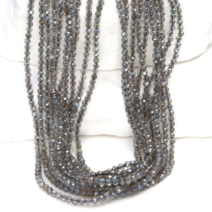 Coated Labradorite 2mm Faceted Rounds Bead Strand