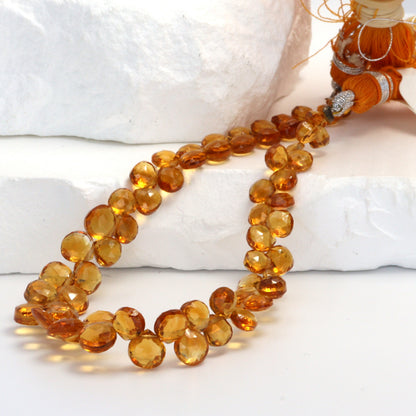 Orange Madeira Citrine 5mm Faceted Heart Shaped Briolettes