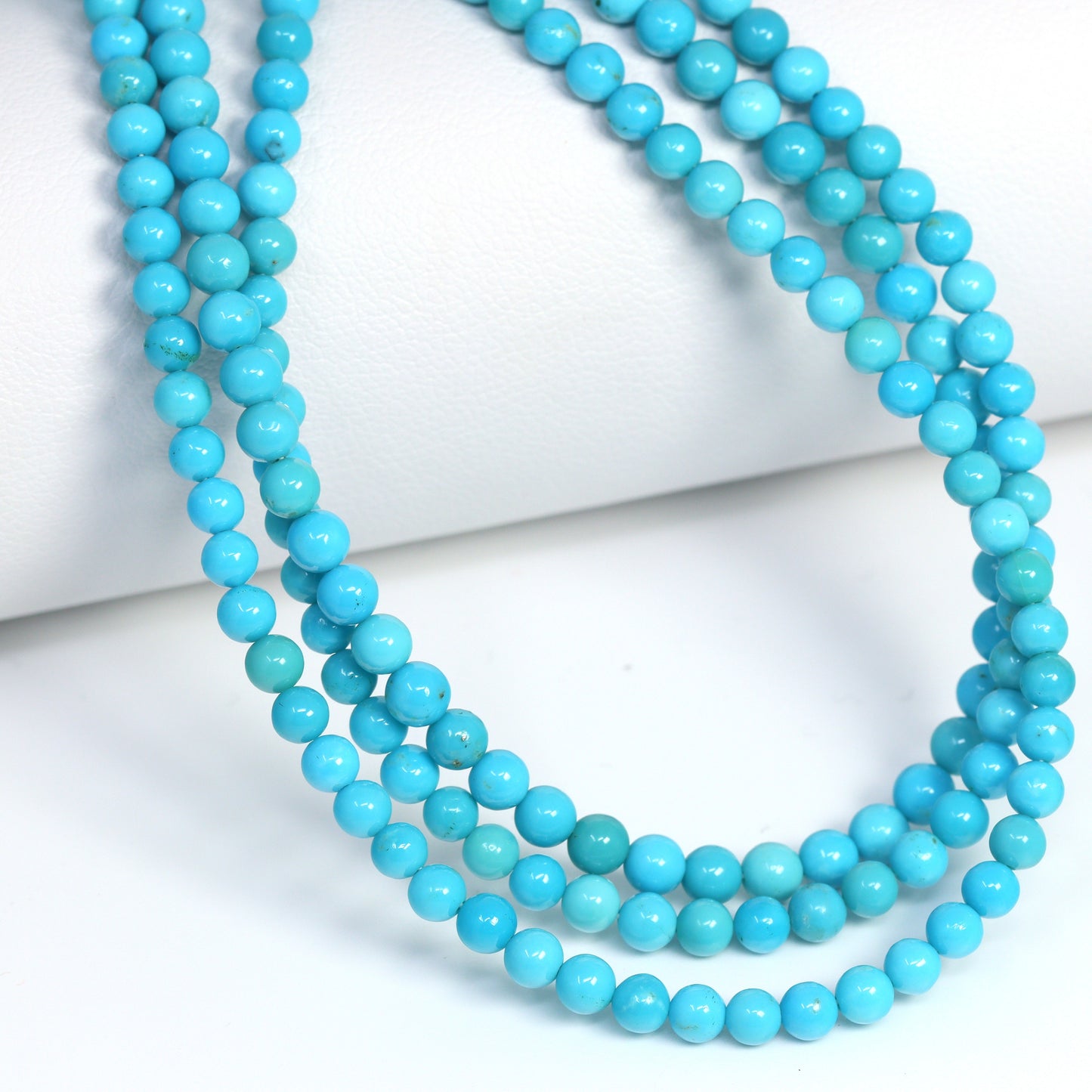 Natural Blue Turquoise 3mm – 3.5mm Smooth Rounds Bead Strand
