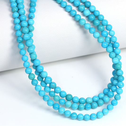 Natural Blue Turquoise 3mm – 3.5mm Smooth Rounds Bead Strand