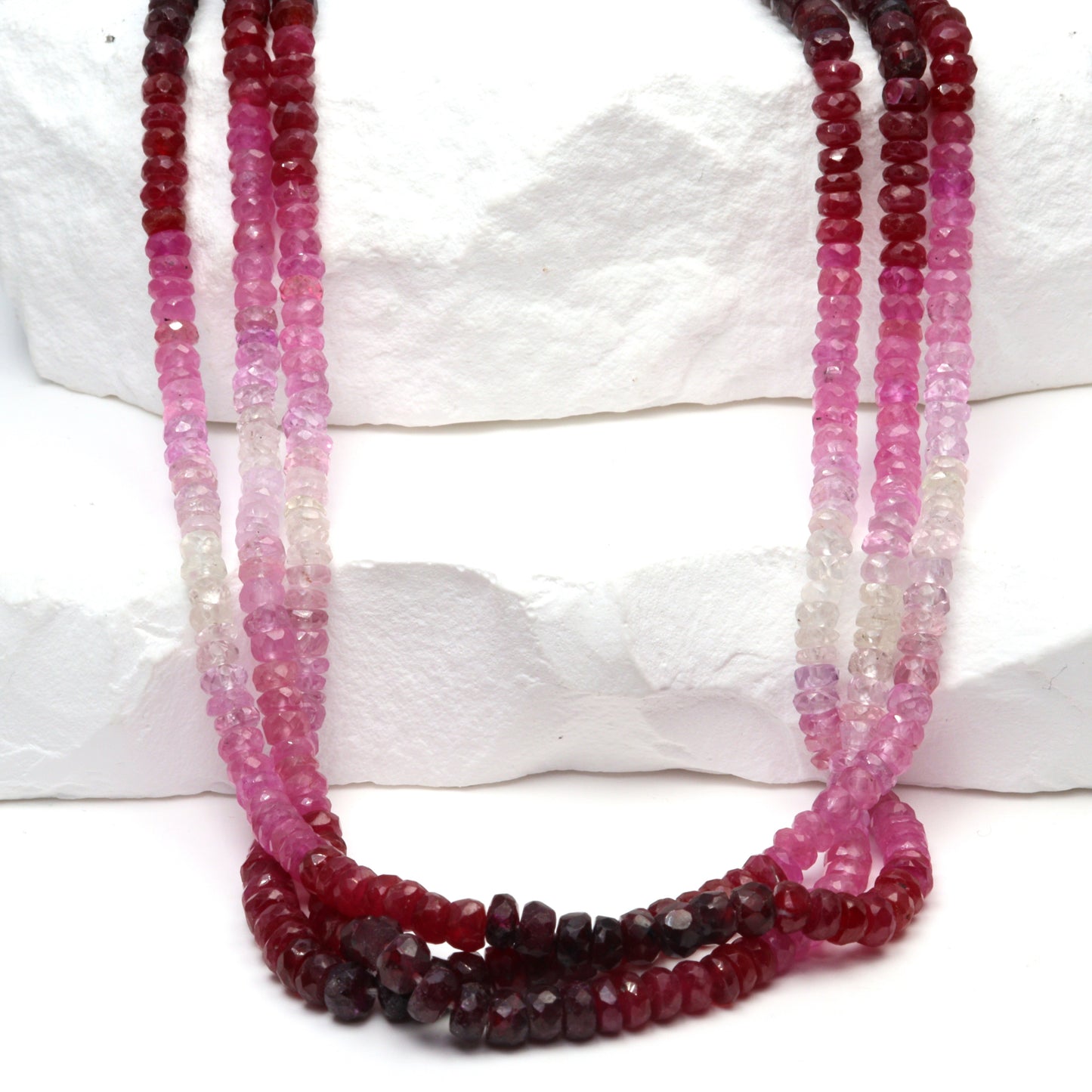 Ombre Red and Pink Ruby 3.5mm Faceted Rondelles