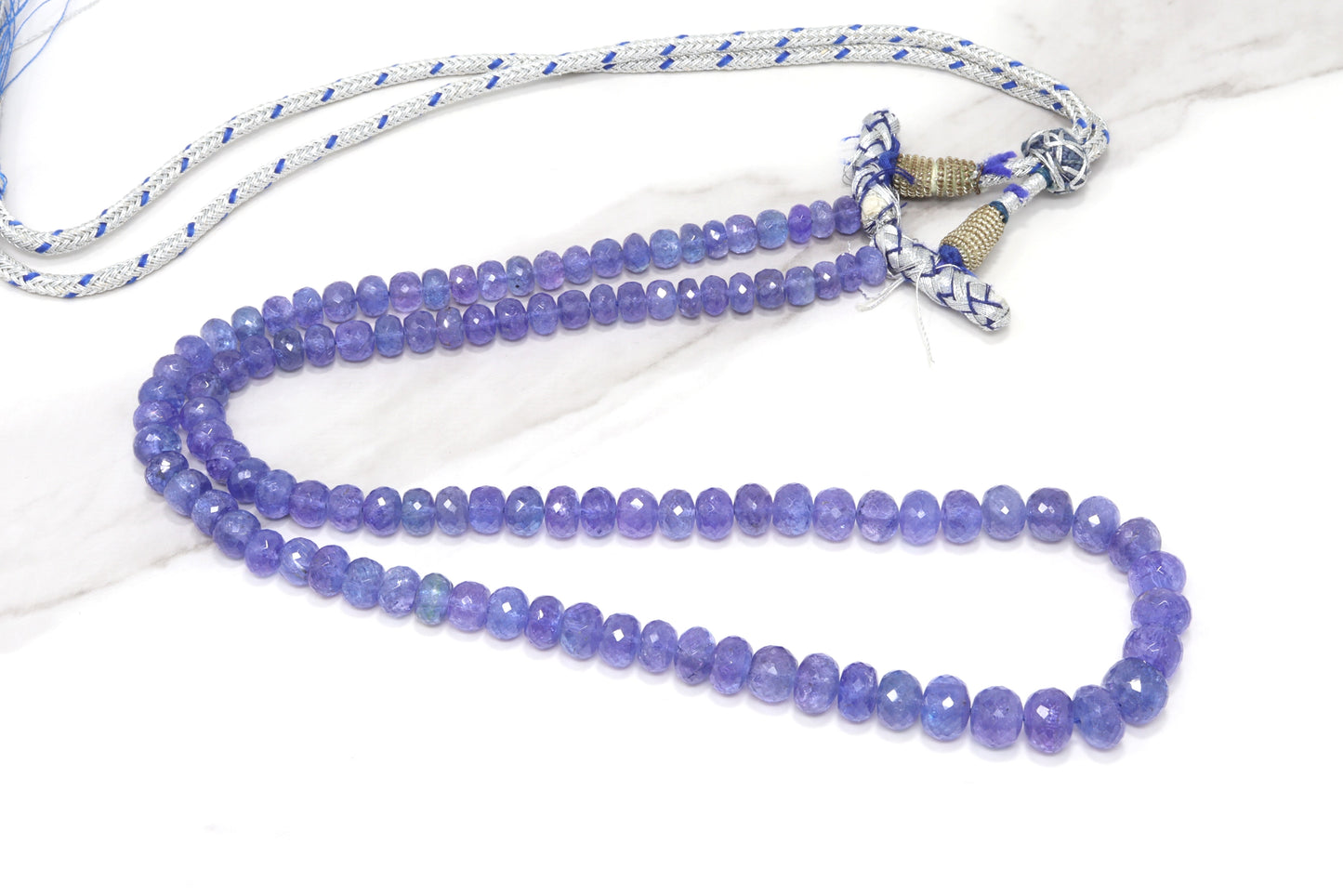 Blue Tanzanite 5mm - 8mm Faceted Rondelles 1 Strand Bead Necklace