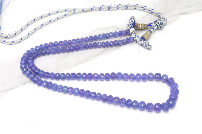 Blue Tanzanite 5mm - 8mm Faceted Rondelles 1 Strand Bead Necklace