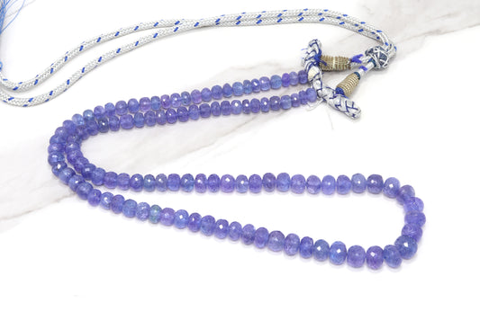 Blue Tanzanite 5mm - 8mm Faceted Rondelles 1 Strand Bead Necklace
