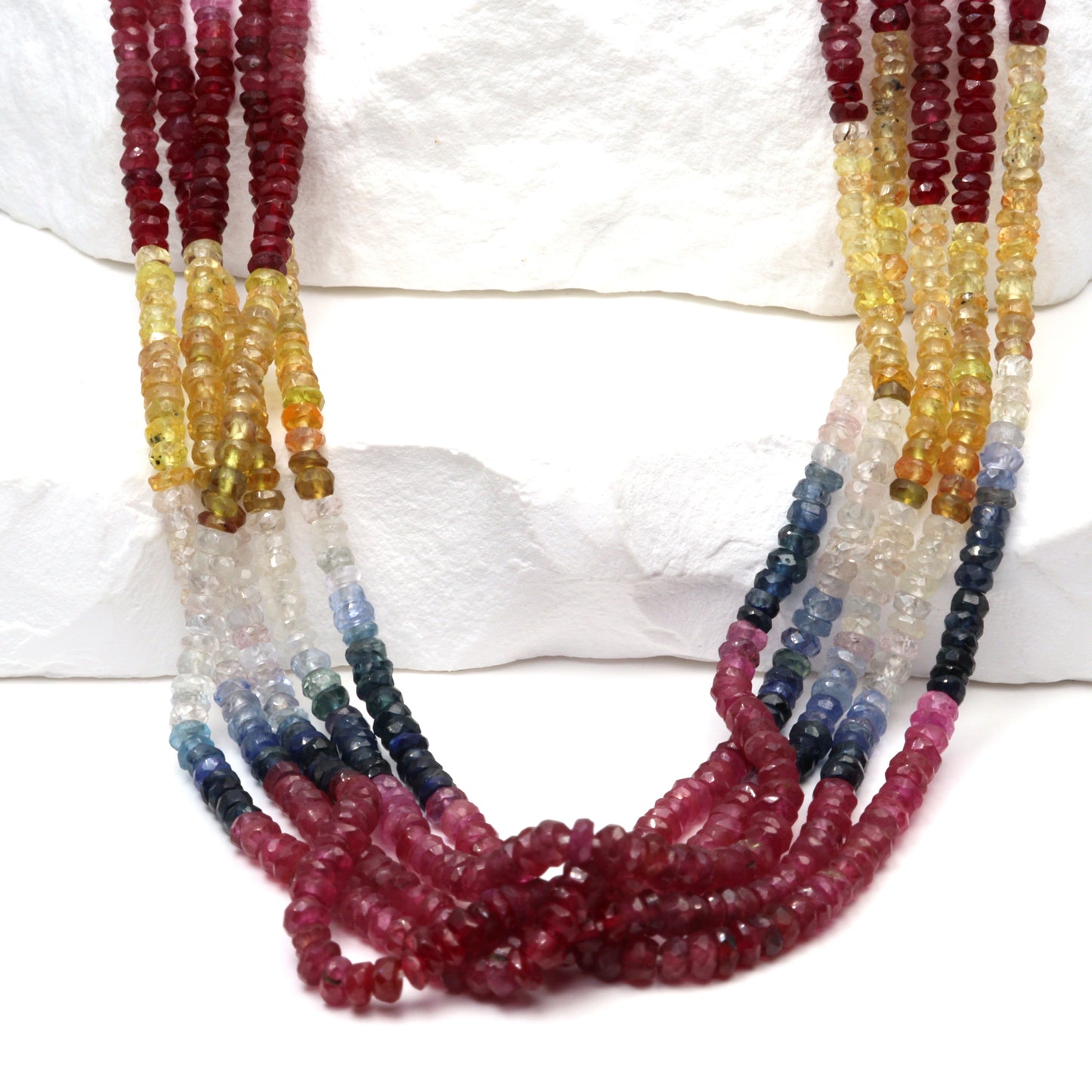 Multi Sapphire 3mm Faceted Rondelles