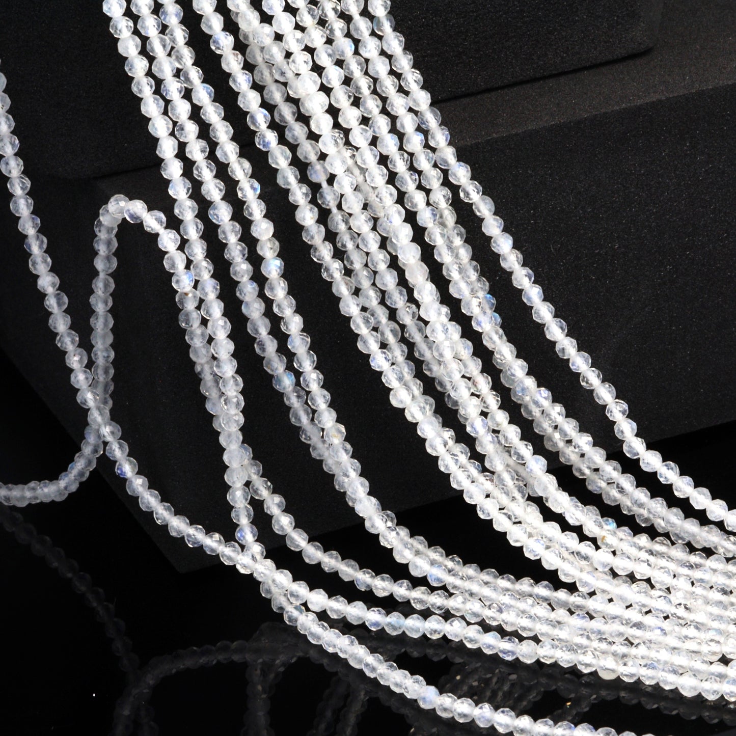 Rainbow Moonstone 2.5mm Faceted Rounds Bead Strand