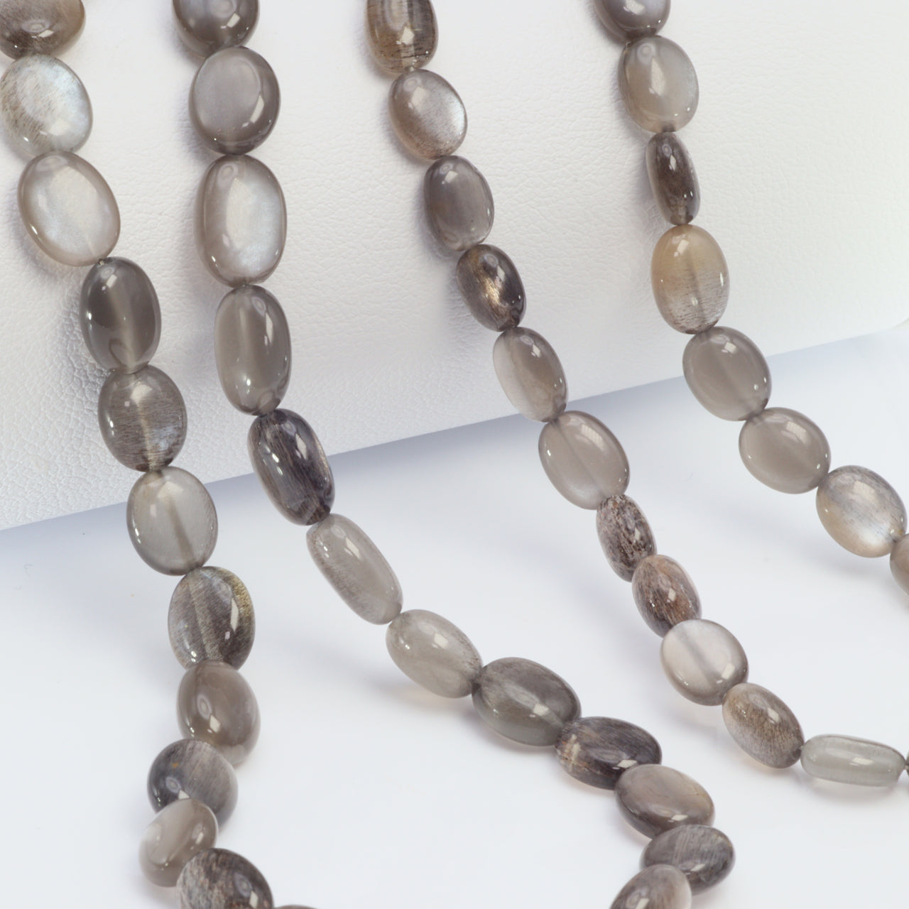 Gold Shine Gray Moonstone 8x6mm Smooth Ovals