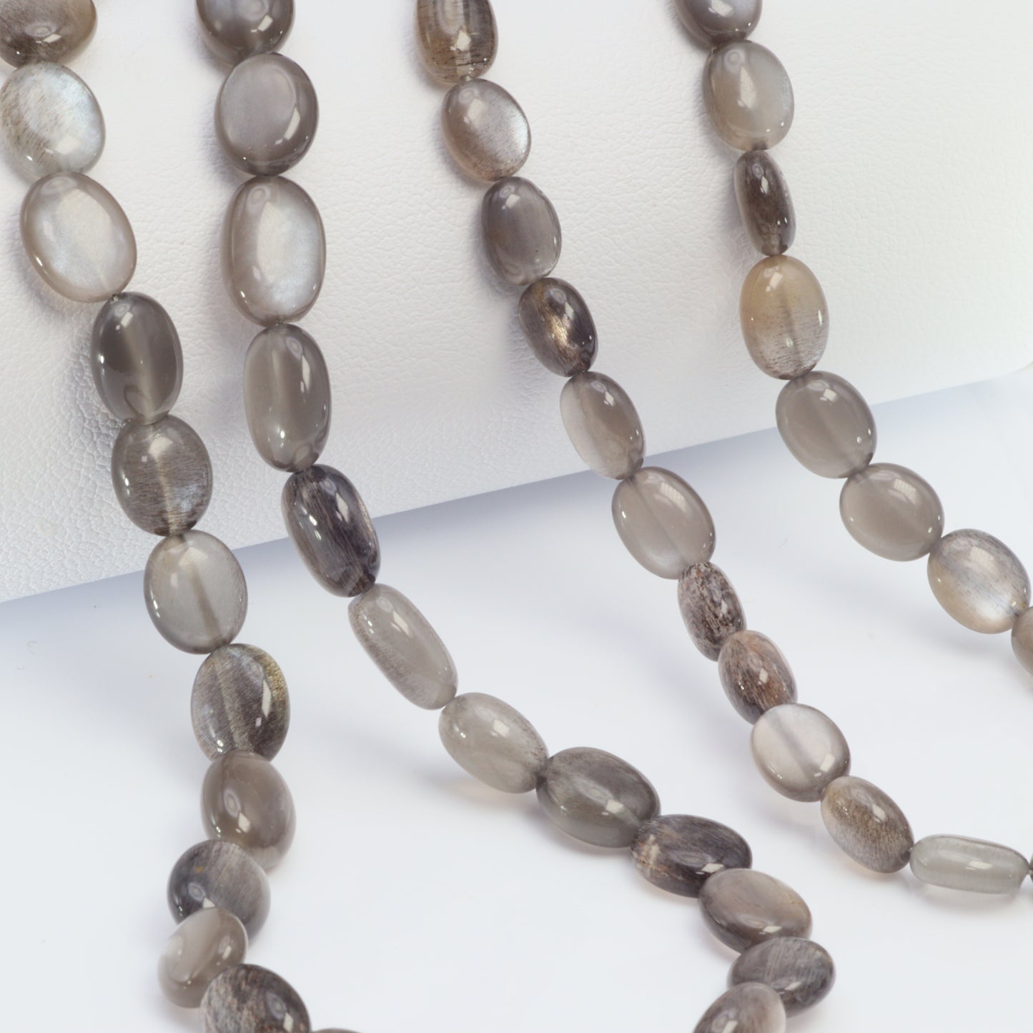 Gold Shine Gray Moonstone 8x6mm Smooth Ovals