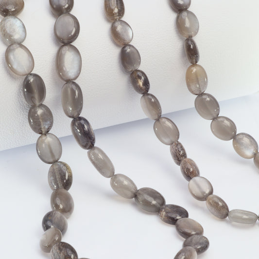 Gold Shine Gray Moonstone 8x6mm Smooth Ovals