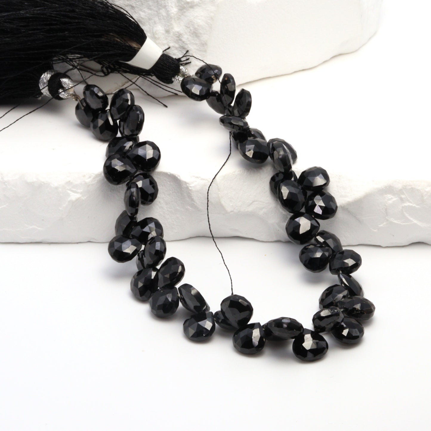 Black Spinel 7mm Faceted Heart Shaped Briolettes