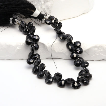 Black Spinel 7mm Faceted Heart Shaped Briolettes