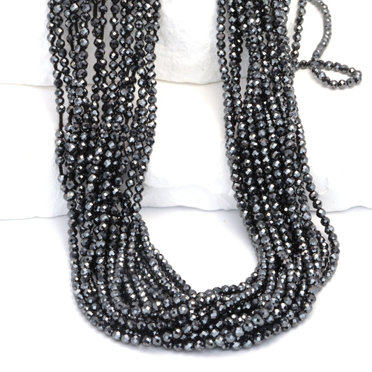Hematite 2mm Faceted Rounds Bead Strand