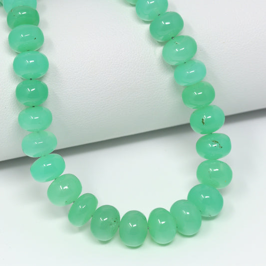 Apple Green Chrysoprase 7mm – 9mm Smooth Rondelles Bead Strand