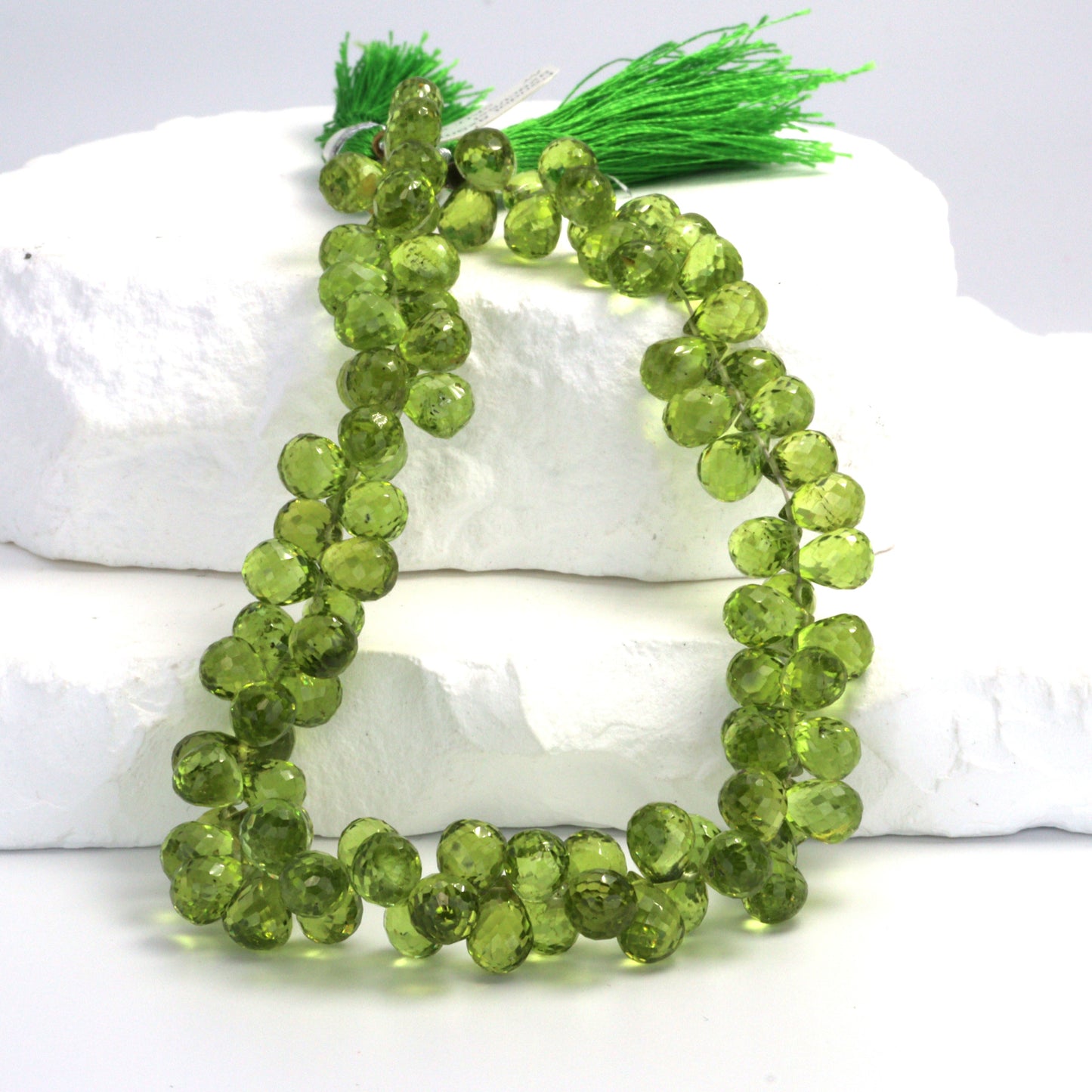 Green Peridot 8x5mm Faceted Teardrop Briolettes