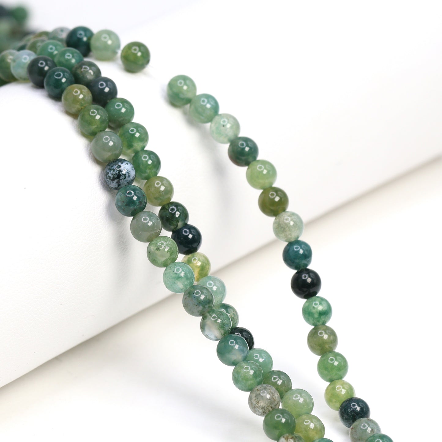 Green Moss Agate 4mm Smooth Rounds Bead Strand