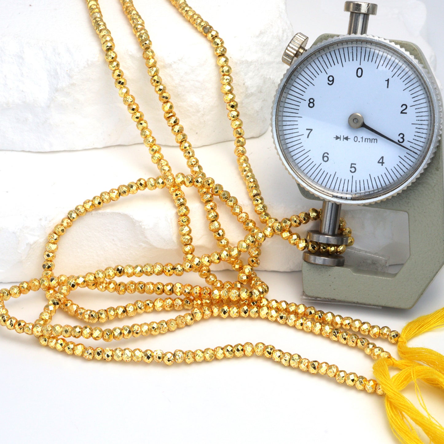 Gold Plated Pyrite 3mm Faceted Rondelles Bead Strand