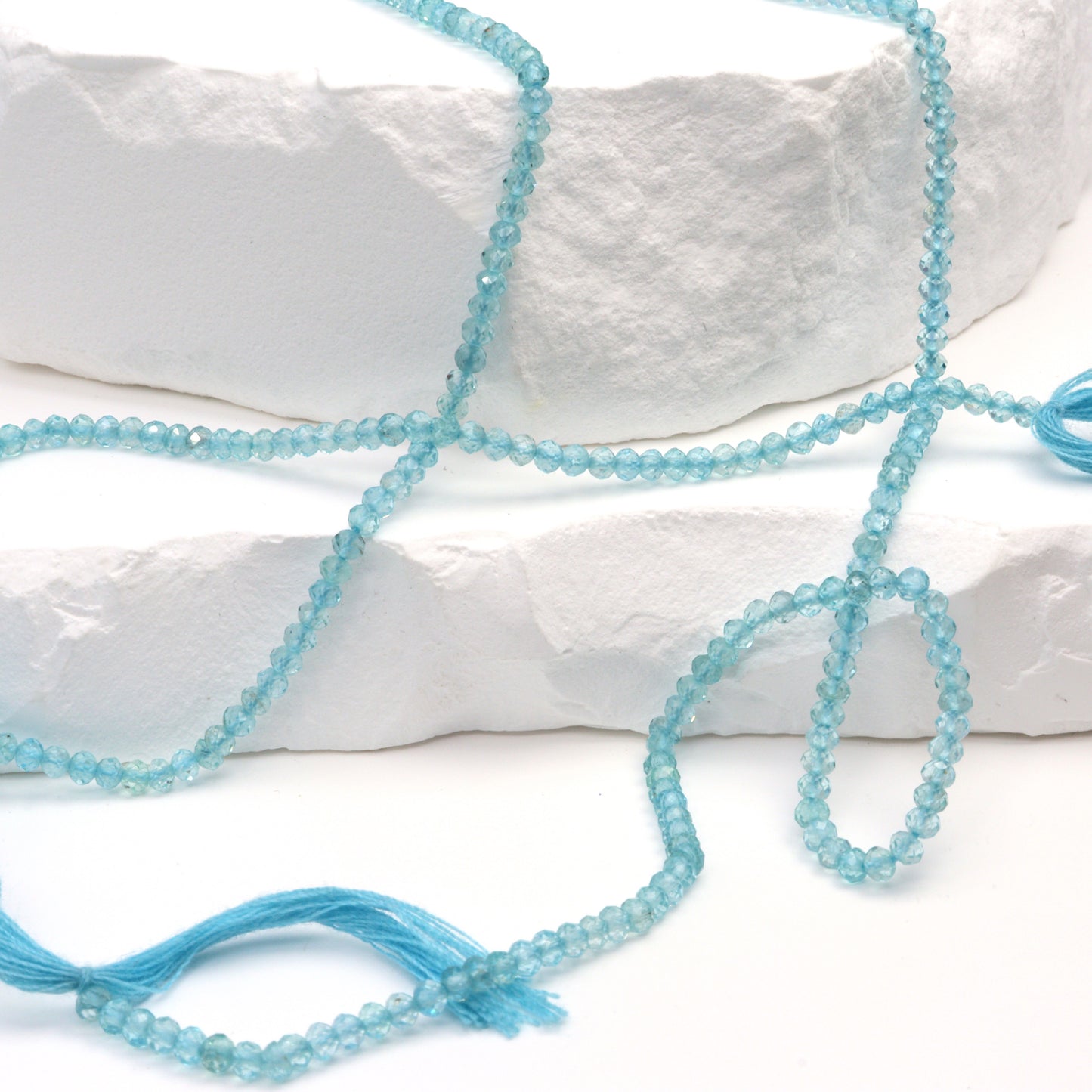 Sea Blue Apatite 2.5mm Faceted Rondelles Bead Strand