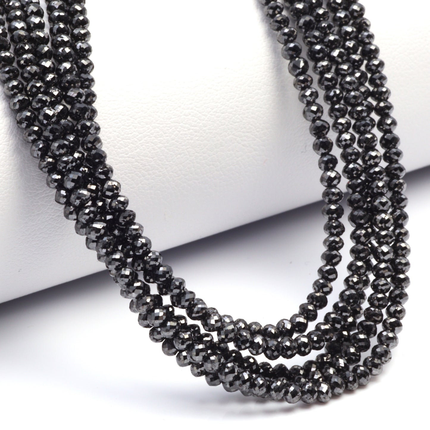 Black Diamond 2.4mm - 2.7mm Hand Faceted Rondelles Bead Strand