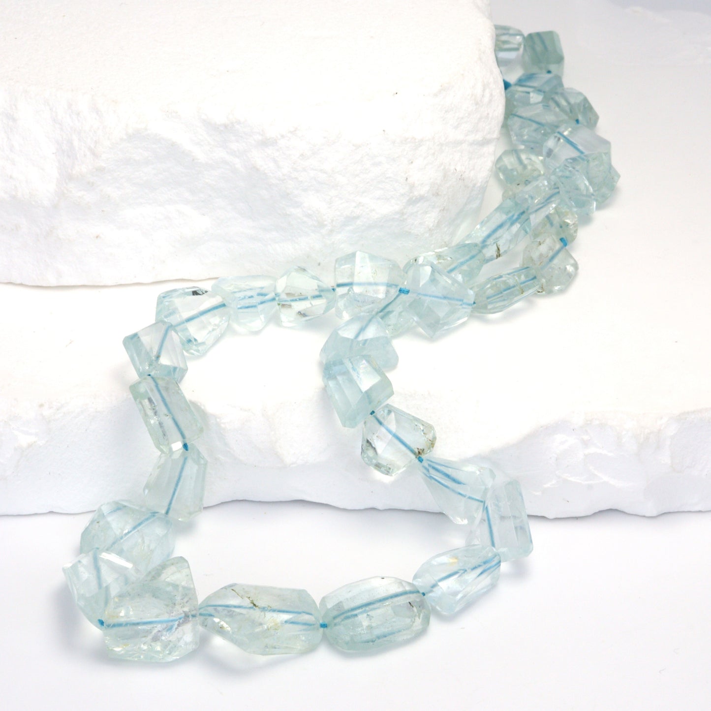 Blue Aquamarine 6x8mm Faceted Nuggets