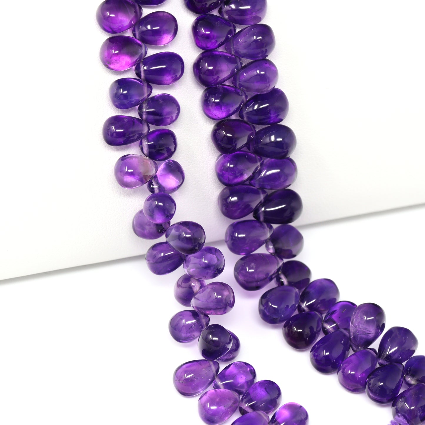 Purple Amethyst 8x6mm Smooth Teardrop Briolettes Bead Strand