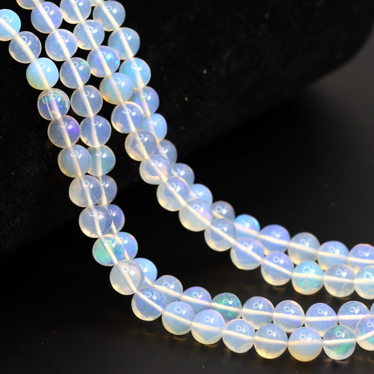 White Ethiopian Opal 5mm - 6mm Smooth Rounds Bead Strand