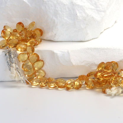 Yellow Citrine 7x5mm Faceted Pear Shaped Briolettes