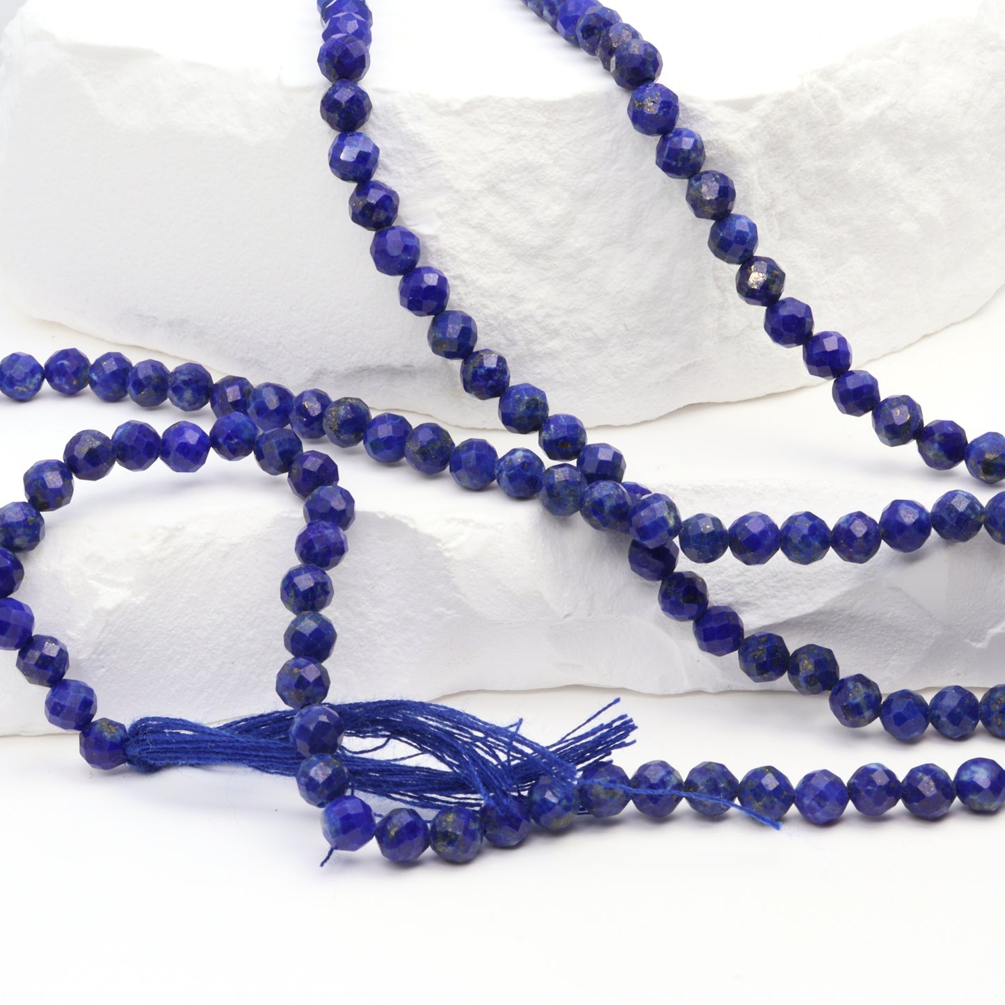Royal Blue Lapis Lazuli 4mm Faceted Rounds Bead Strand