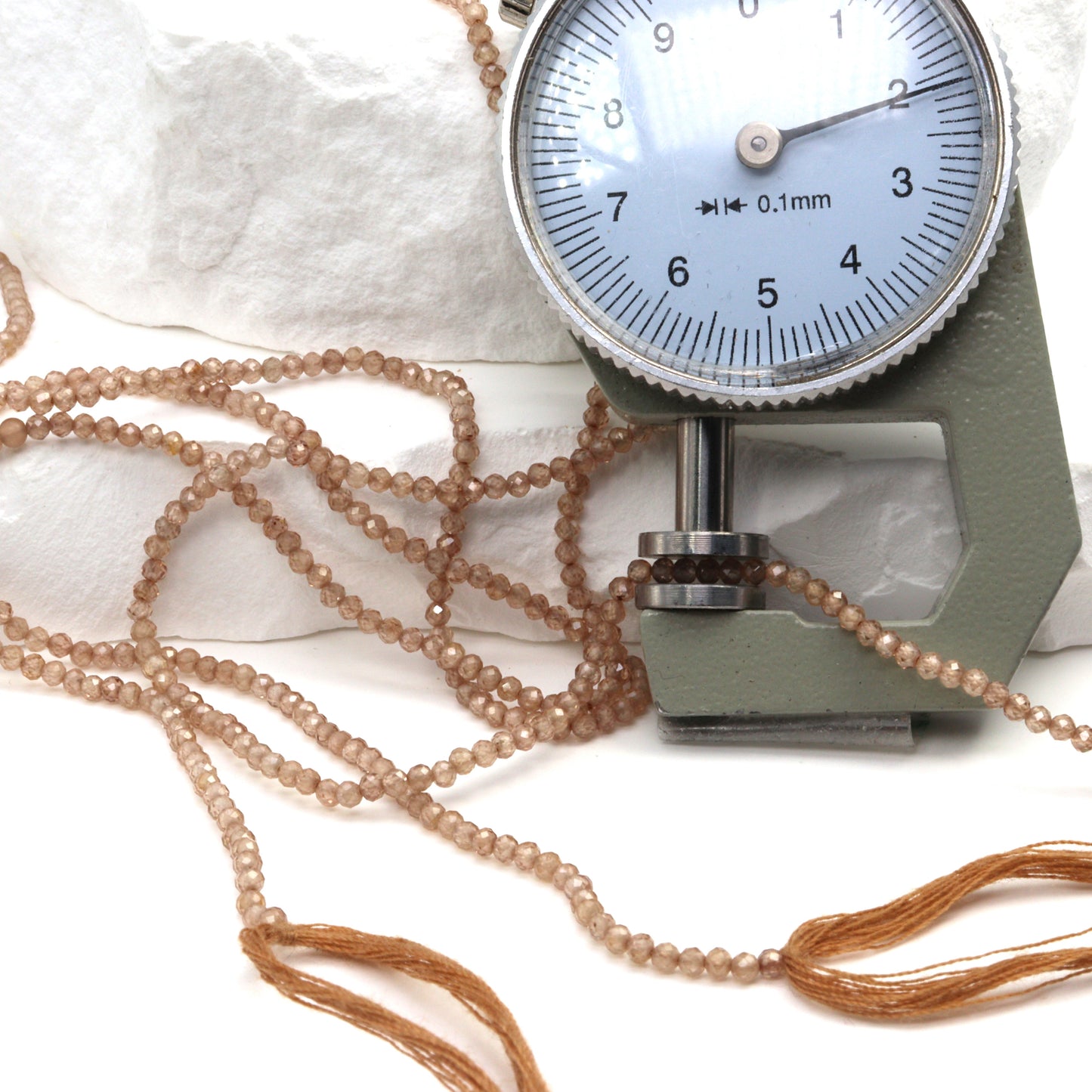 Brown Zircon 2mm Faceted Rounds Bead Strand