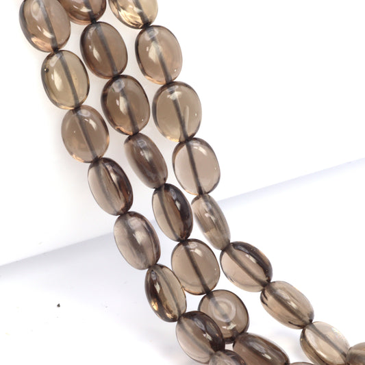 Brown Smoky Quartz 9x7mm - 10x8mm Smooth Ovals Bead Strand