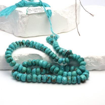 Natural Light Blue Turquoise 5mm - 7mm Faceted Rondelles Bead Strand