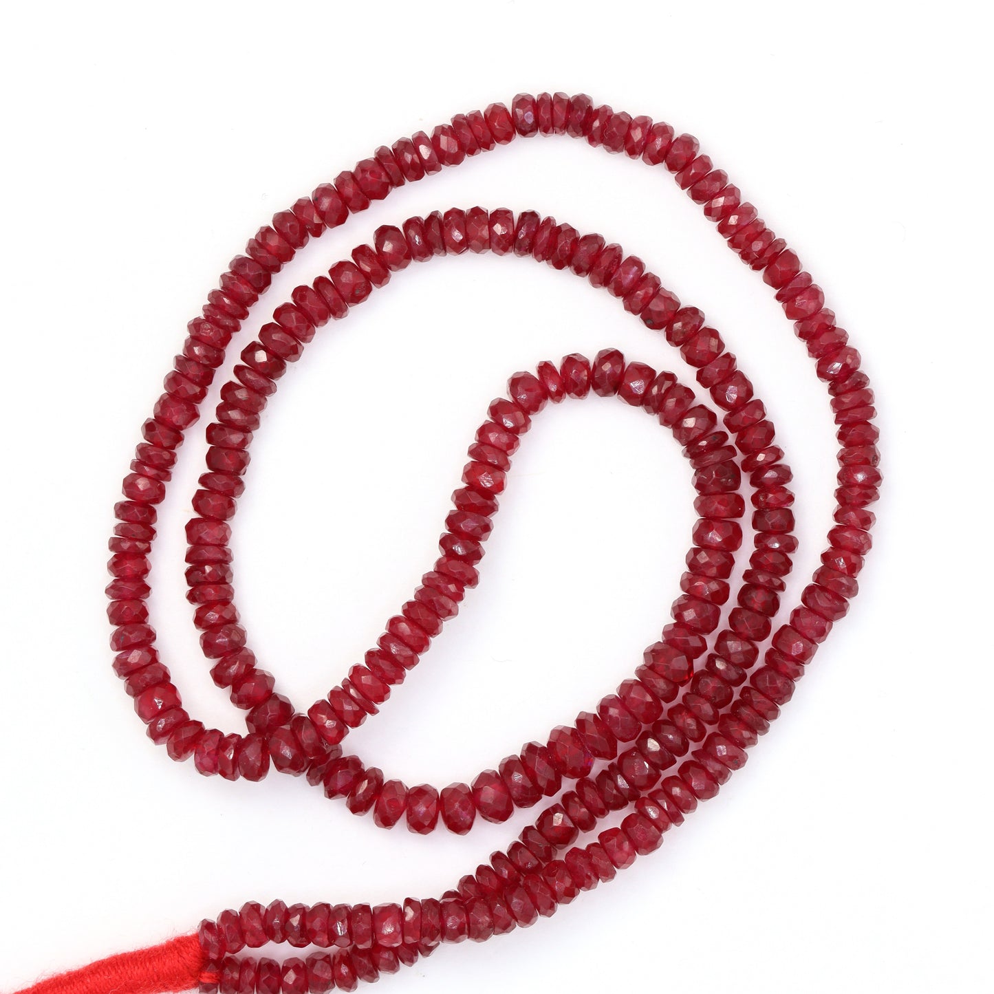 Red Ruby 3.5mm Hand Faceted Rondelles Bead Strand