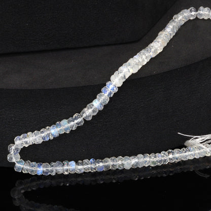 AA Blue Rainbow Moonstone 5mm Faceted Rondelles
