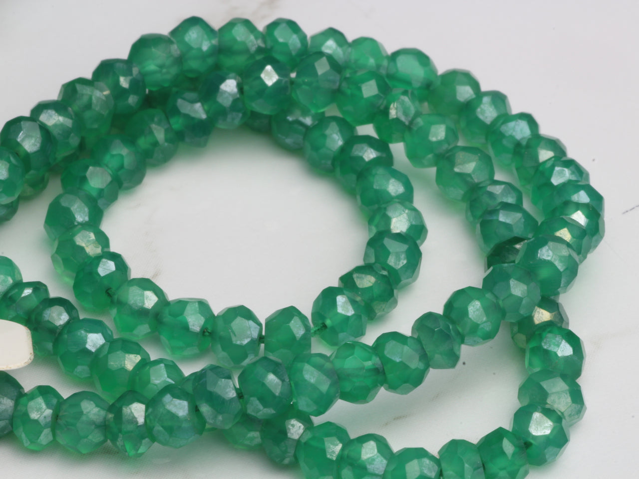 Coated Green Onyx 3.5mm Faceted Rondelles