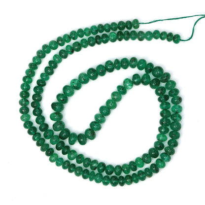 Green Emerald 3.5mm - 5mm Smooth Rondelles Bead Strand