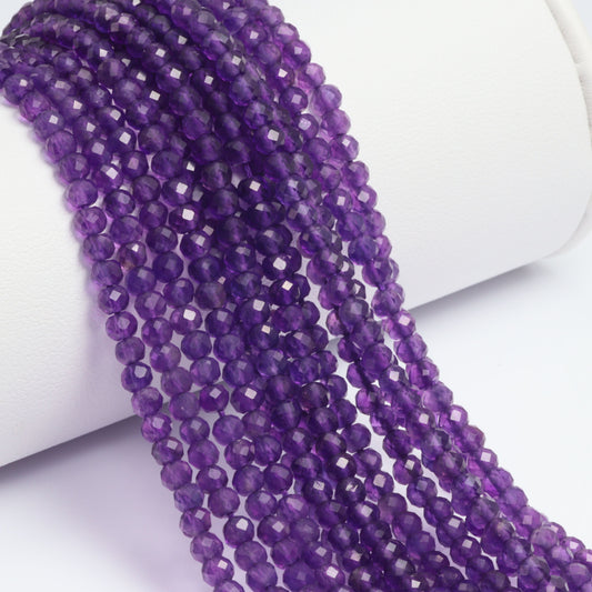 Purple Amethyst 3mm Faceted Rondelles Bead Strand