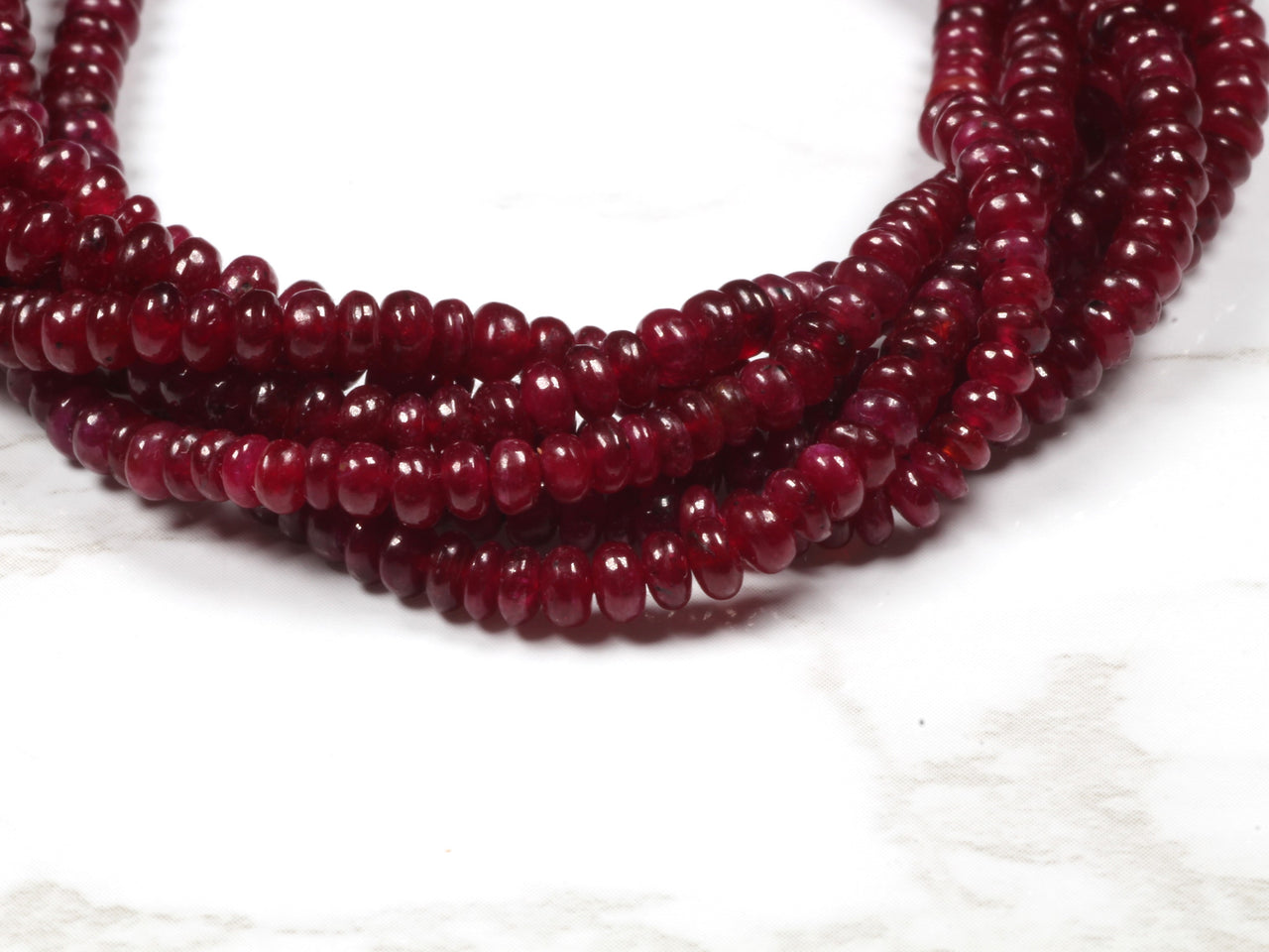 Red Ruby 3mm - 4mm Smooth Rondelles Bead Strand