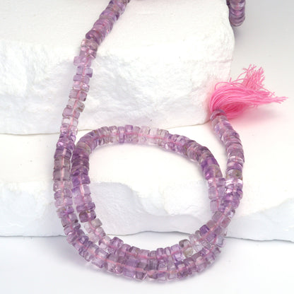 Light Pink Amethyst 5mm Smooth Tires Bead Strand
