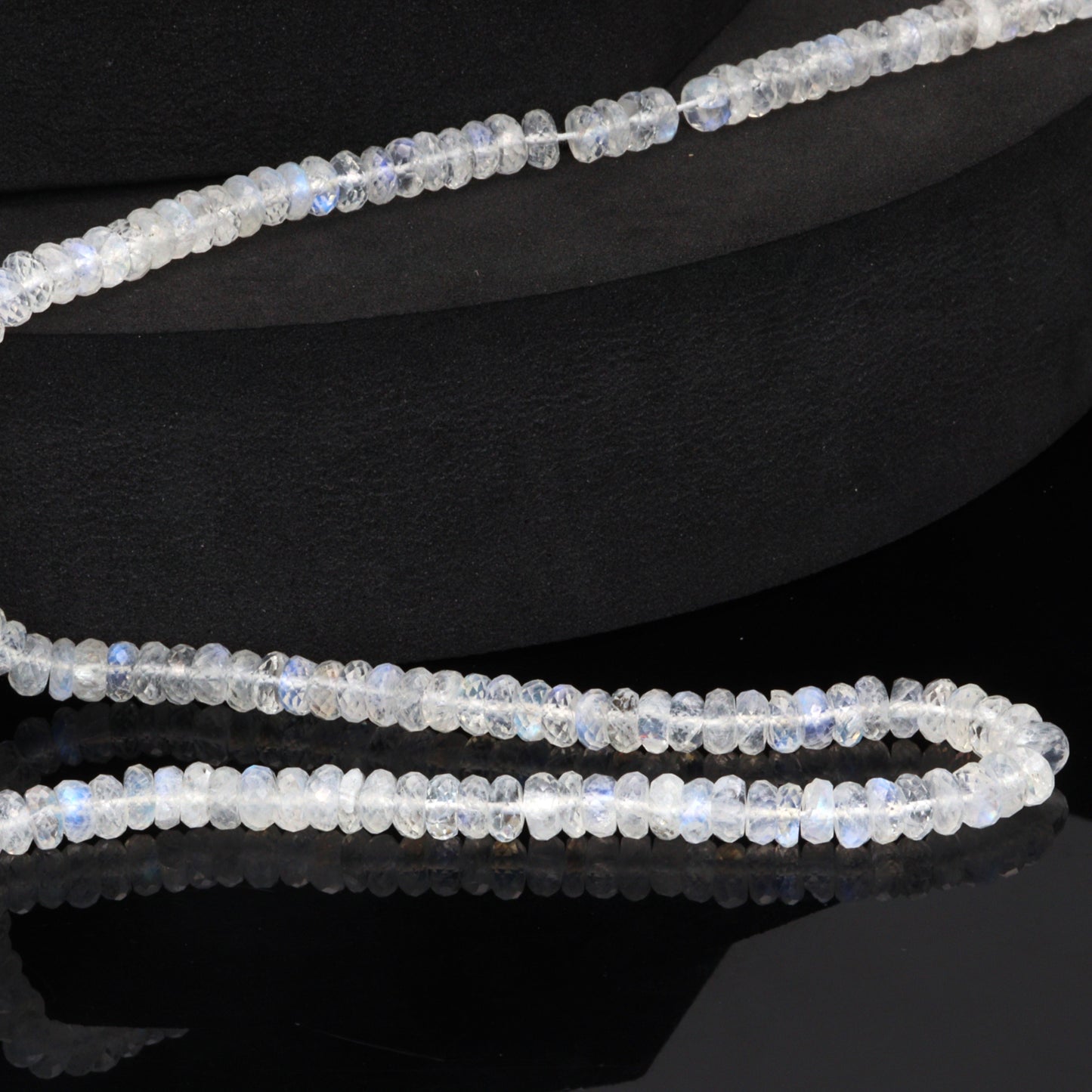 AA Blue Rainbow Moonstone 5mm Faceted Rondelles Bead Strand